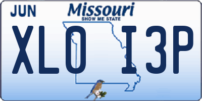 MO license plate XL0I3P