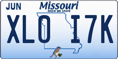 MO license plate XL0I7K