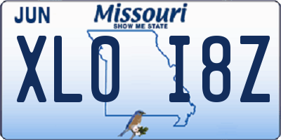MO license plate XL0I8Z