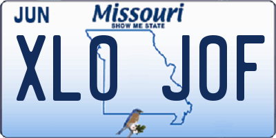 MO license plate XL0J0F