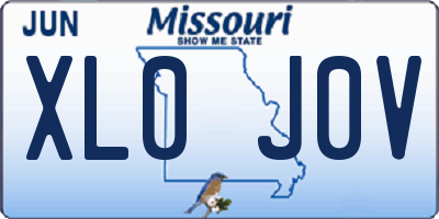 MO license plate XL0J0V