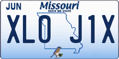 MO license plate XL0J1X