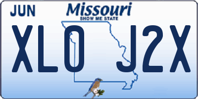 MO license plate XL0J2X