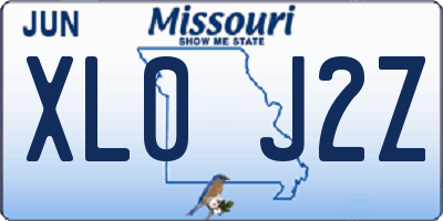 MO license plate XL0J2Z