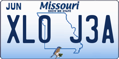 MO license plate XL0J3A