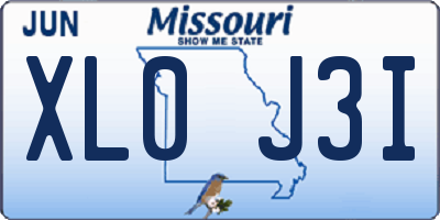 MO license plate XL0J3I