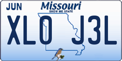 MO license plate XL0J3L
