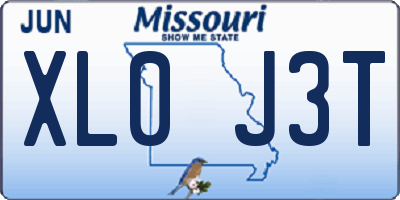 MO license plate XL0J3T