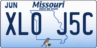 MO license plate XL0J5C