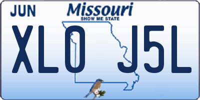 MO license plate XL0J5L