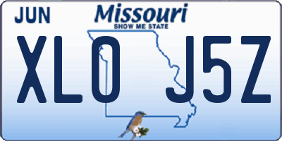 MO license plate XL0J5Z