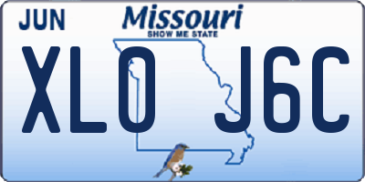 MO license plate XL0J6C