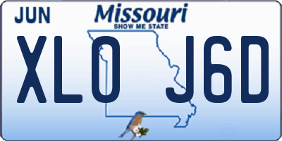 MO license plate XL0J6D