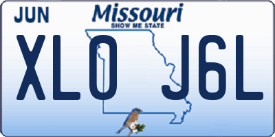 MO license plate XL0J6L
