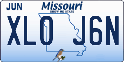 MO license plate XL0J6N