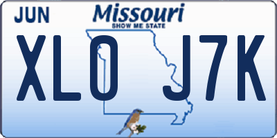 MO license plate XL0J7K