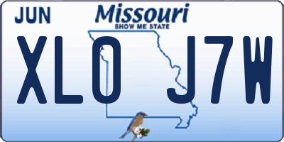 MO license plate XL0J7W