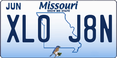 MO license plate XL0J8N