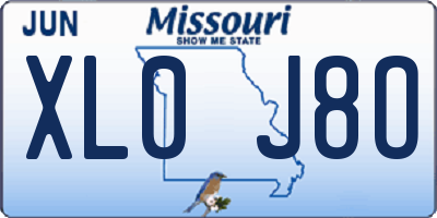 MO license plate XL0J8O