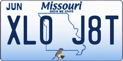 MO license plate XL0J8T