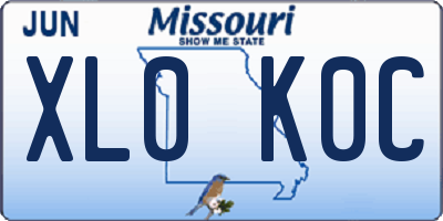 MO license plate XL0K0C
