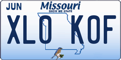 MO license plate XL0K0F