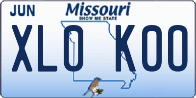 MO license plate XL0K0O