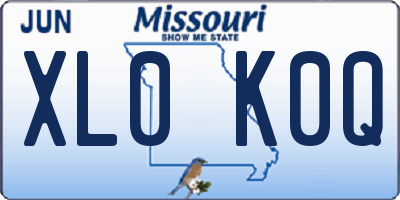 MO license plate XL0K0Q