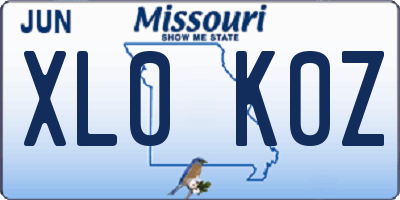MO license plate XL0K0Z