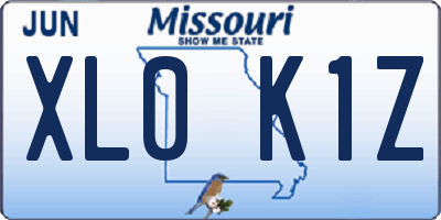 MO license plate XL0K1Z