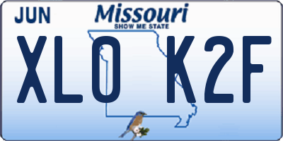 MO license plate XL0K2F