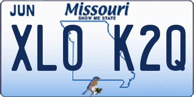 MO license plate XL0K2Q