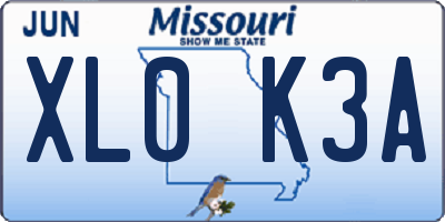 MO license plate XL0K3A