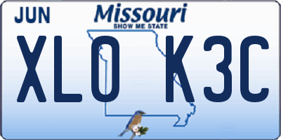 MO license plate XL0K3C