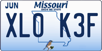 MO license plate XL0K3F