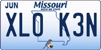 MO license plate XL0K3N