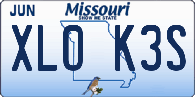 MO license plate XL0K3S