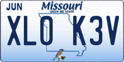 MO license plate XL0K3V