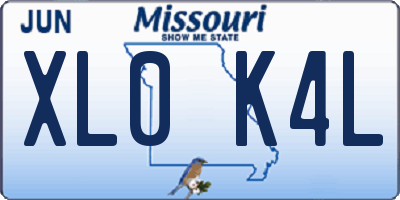 MO license plate XL0K4L