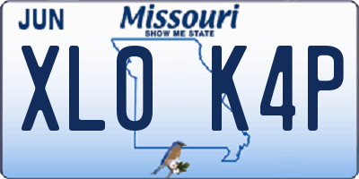 MO license plate XL0K4P