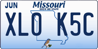 MO license plate XL0K5C