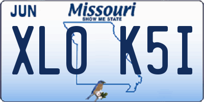 MO license plate XL0K5I