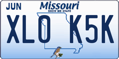 MO license plate XL0K5K