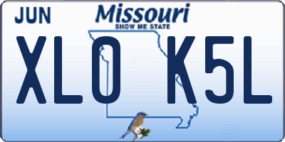 MO license plate XL0K5L