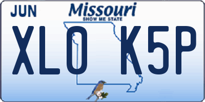 MO license plate XL0K5P