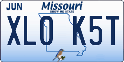MO license plate XL0K5T