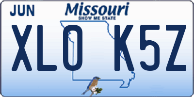 MO license plate XL0K5Z
