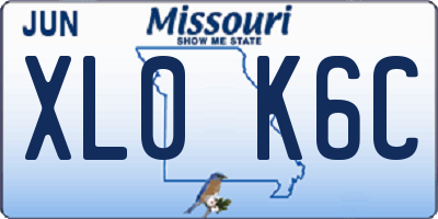 MO license plate XL0K6C