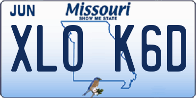 MO license plate XL0K6D