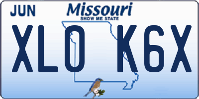 MO license plate XL0K6X